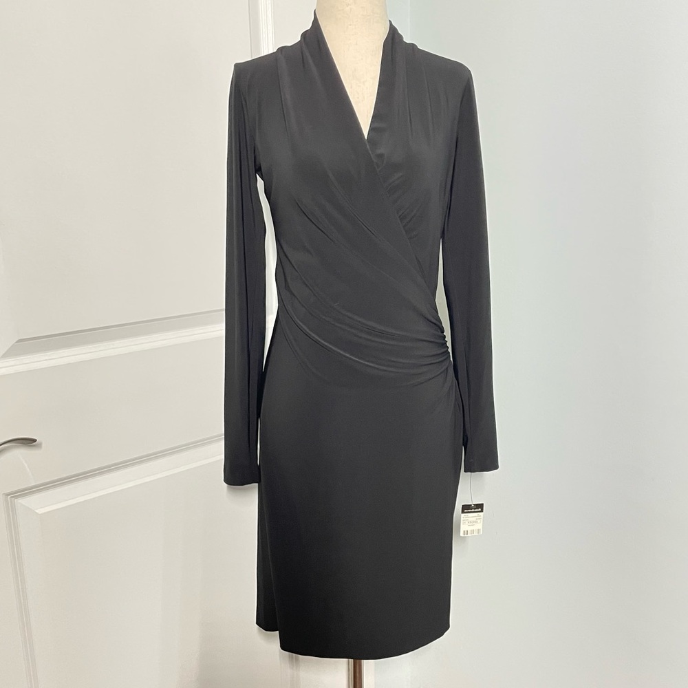 Norma Kamali Black Jersey Side Drape Dress size XS NWT - Picture 4 of 11